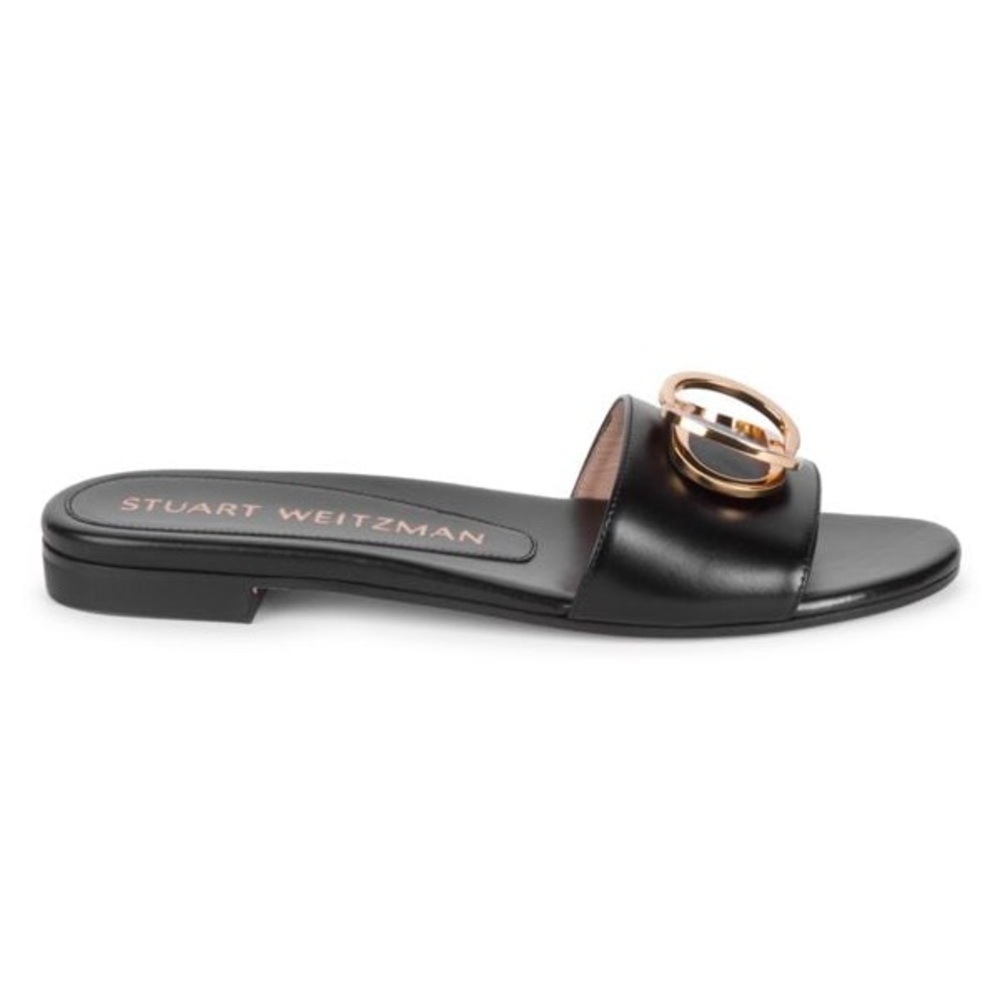 Stuart Weitzman Black and Gold Sandals - Picture 2 of 13